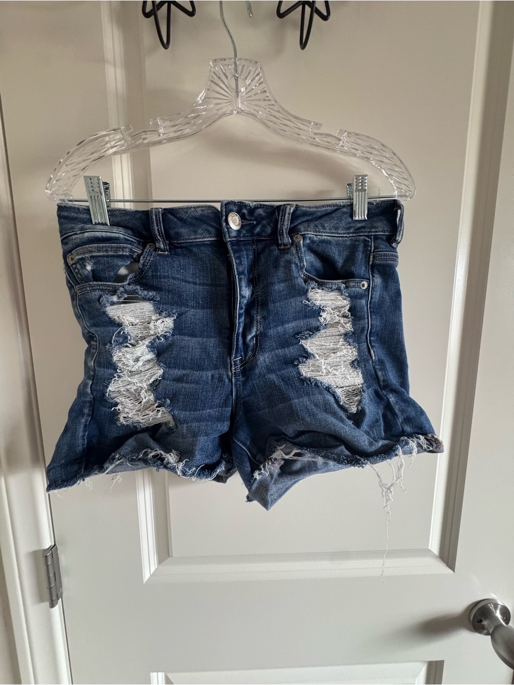 American Eagle Outfitters Distressed Dark Blue Denim Shorts